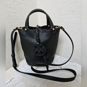 Tory Burch Black Small Bucket Handbag Shoulder Crossbody Bag
